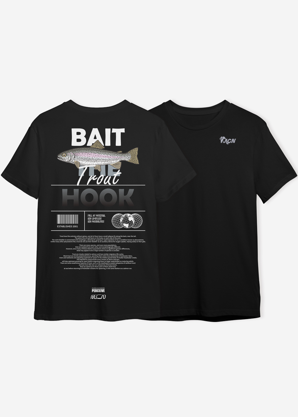 mcnfishing[MFTS-TROUT] 레인보우 송어 경량 스판 기능성 반팔 티셔츠 (화이트, 블랙)