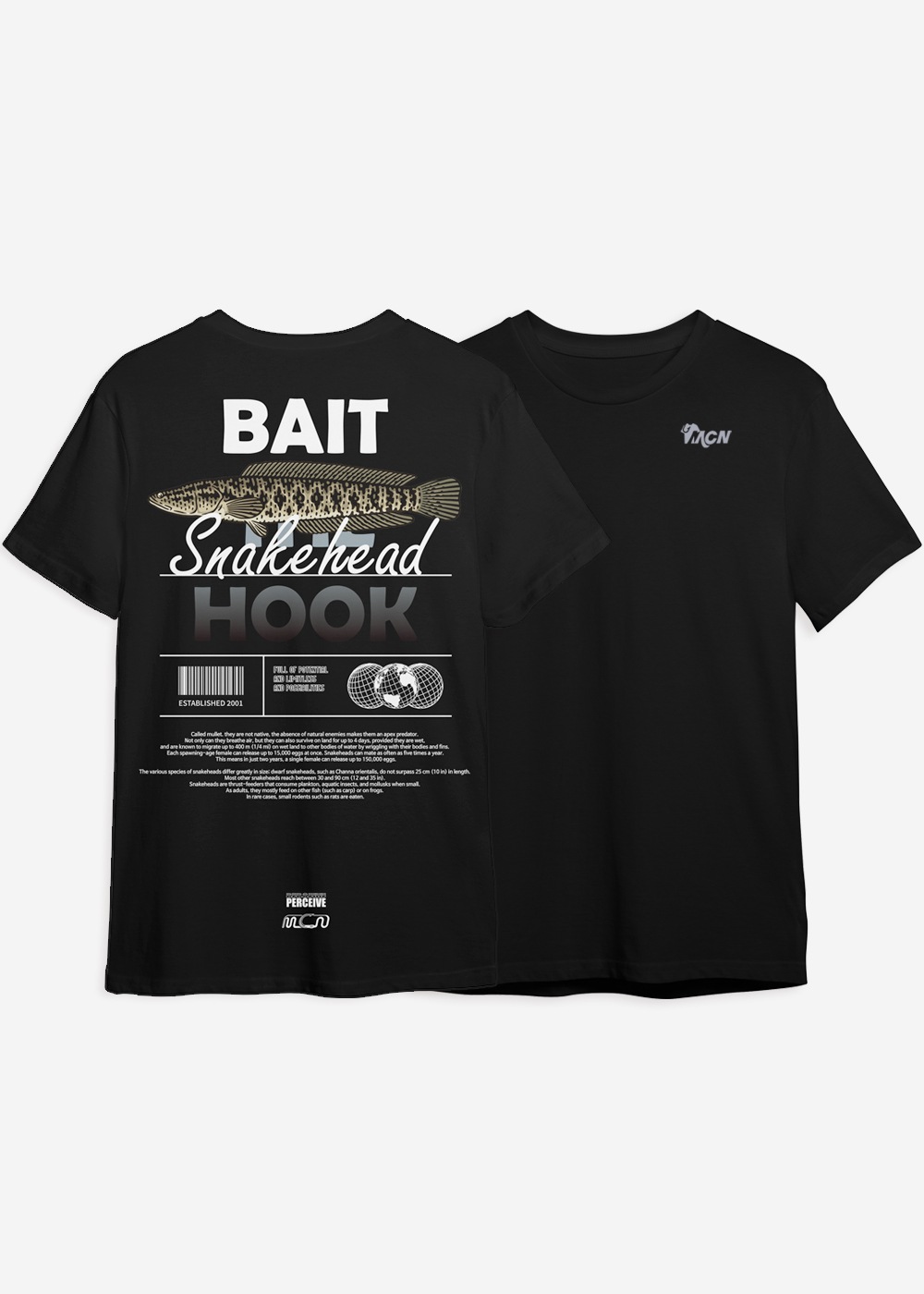 mcnfishing[MFTS-SNAKEHEAD] 가물치 경량 스판 기능성 반팔 티셔츠 (화이트, 블랙)